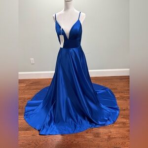 Royal Blue Satin Prom Dress